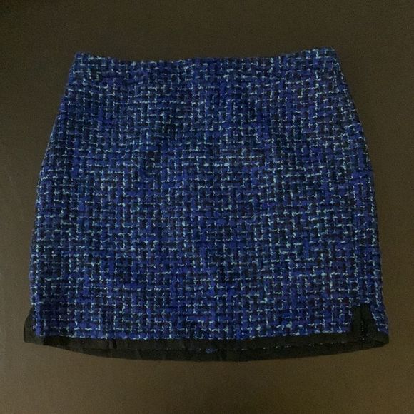 J. Crew mini skirt Shirttail Mini piped tweed blue and light blue cotton wool 4 - Picture 6 of 15